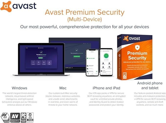 Avast Premium Security 2020 | Antivirus Protection Software | 5 Devices, 1 Year [PC/Mac/Mobile Download]